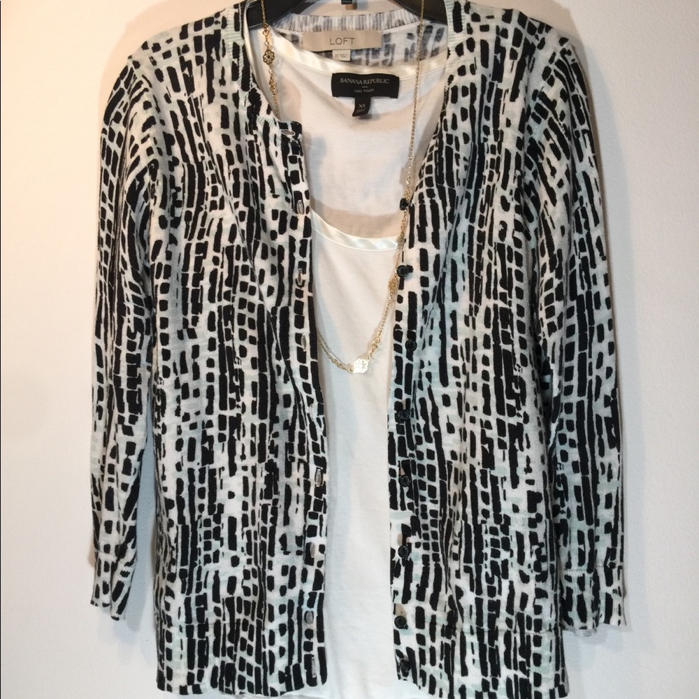 Loft Printed Cardigan Sweater